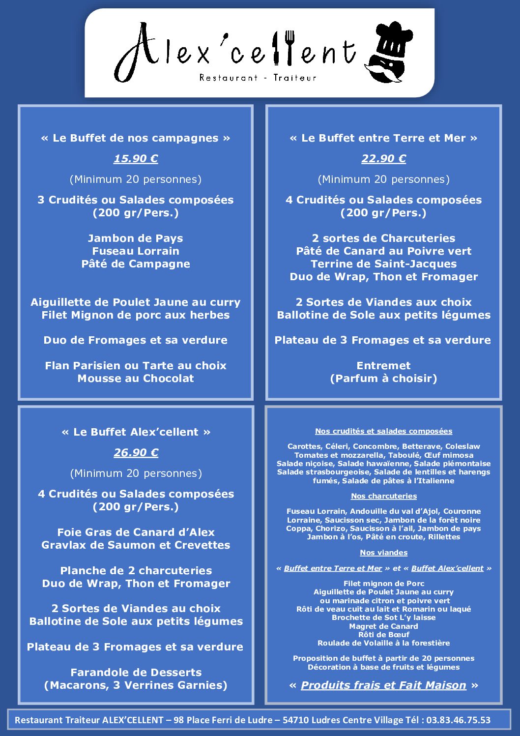 MENU BUFFET ALEX'CELLENT 2021